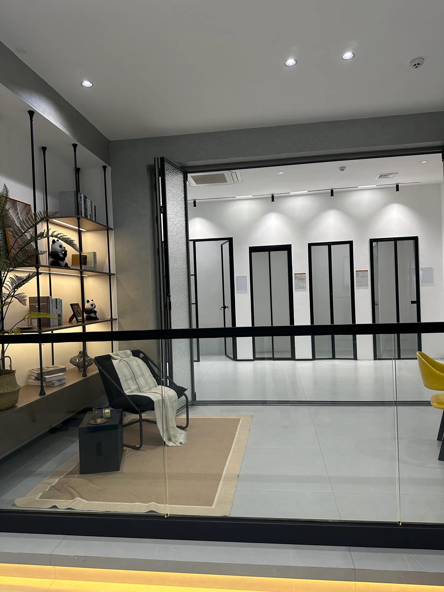 Door and window systems showroom verified by VELA Home Global during Foshan supplier sourcing